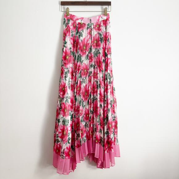 ALICE + OLIVIA Katz Sunburst Pleated Maxi Skirt High Tea Floral 2 - Picture 7 of 11